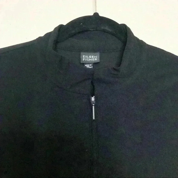 EILEEN FISHER Black Zip Up Viscose Jacket Shirt - Picture 2 of 11